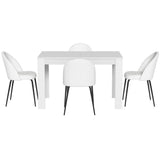 1 Artiss Dining Table and 4 Chairs Set White Sherpa - Side View