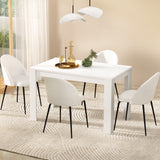 1 Artiss Dining Table and 4 Chairs Set White Sherpa - Close-Up Angle