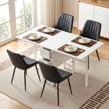 Artiss Dining Table and Chairs Set 5pcs Foldable Kitchen Furniture with 2 Drawers Black and White - Top-Down View
