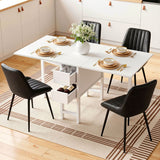 Artiss Dining Table and Chairs Set 5pcs Foldable Kitchen Furniture with 2 Drawers Black and White - Extra Image