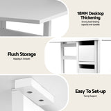 Artiss Dining Table and Chairs Set 5pcs Foldable with 2 Drawers Black and White - Rear View