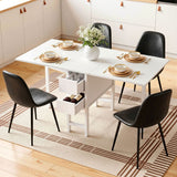 Artiss Dining Table and Chairs Set 5pcs Foldable with 2 Drawers Black and White - Extra Image