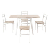 Artiss Dining Table and Chairs Set 5pcs Foldable Kitchen Furniture Natural White - Side View