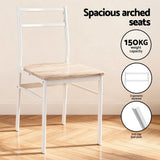 Artiss Dining Table and Chairs Set 5pcs Foldable Kitchen Furniture Natural White - Close-Up Angle