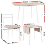 Artiss Dining Table and Chairs Set 5pcs Foldable Kitchen Furniture Natural White - Front View