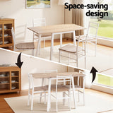 Artiss Dining Table and Chairs Set 5pcs Foldable Kitchen Furniture Natural White - 45-Degree Angle