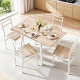 Artiss Dining Table and Chairs Set 5pcs Foldable Kitchen Furniture Natural White - Close-Up Angle