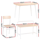 Artiss Dining Table and Chairs Set of 4 Bench Kitchen Furniture Natural and White - Front View