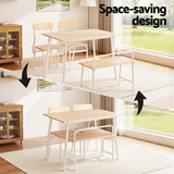 Artiss Dining Table and Chairs Set of 4 Bench Kitchen Furniture Natural and White - Top-Down View