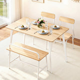 Artiss Dining Table and Chairs Set of 4 Bench Kitchen Furniture Natural and White - Close-Up Angle
