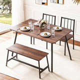 Artiss Dining Table and Chairs Set of 4 Bench Kitchen Furniture Rustic Brown - Close-Up Angle
