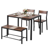 Artiss Dining Table and Chairs Set of 4 Bench Kitchen Furniture Rustic Brown