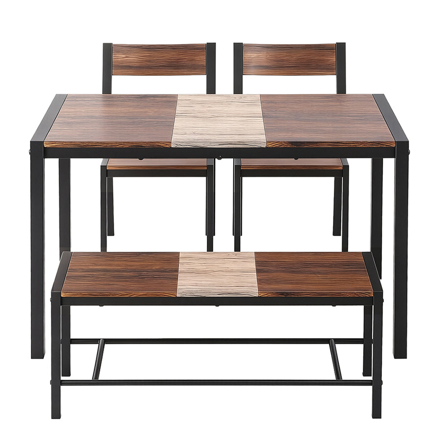 Artiss Dining Table and Chairs Set of 4 Bench Kitchen Furniture Rustic Brown