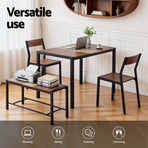 Artiss Dining Table and Chairs Set of 4 Bench Kitchen Furniture Rustic Brown