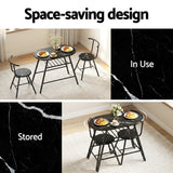 Artiss Dining Table Set 3PC Bistro Kitchen Storage Wine Rack Black Marble Style - 45-Degree Angle
