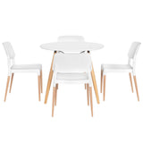 1 Artiss Dining Table and 4 Chairs Set Round White - Side View