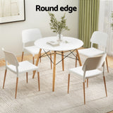 1 Artiss Dining Table and 4 Chairs Set Round White - Top-Down View