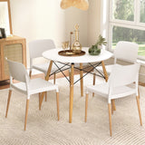 1 Artiss Dining Table and 4 Chairs Set Round White - Close-Up Angle