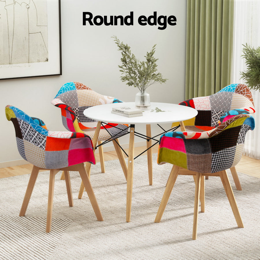 1 Artiss Dining Table and 4 Chairs Set DSW White, image 4