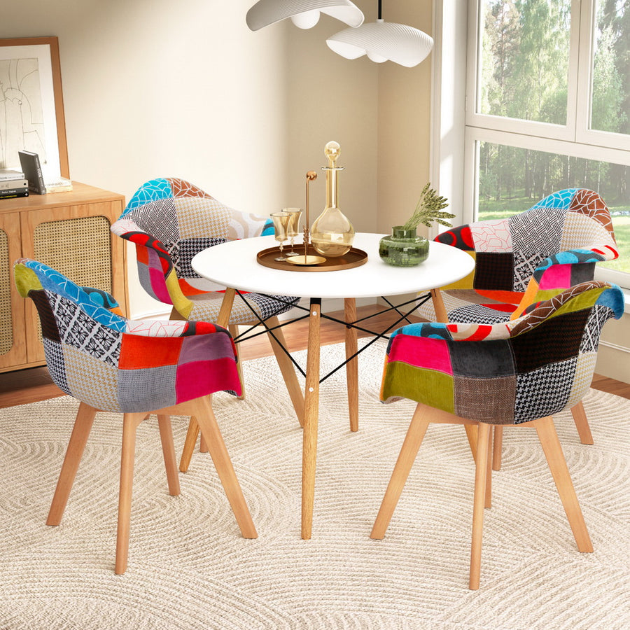 1 Artiss Dining Table and 4 Chairs Set DSW White, image 7