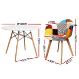 1 Artiss Dining Table and 2 Chairs Set DSW 90cm - Front View