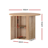 1 Artiss Dining Table and 4 Chairs Set Natural Timber - Front View