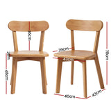 1 Artiss Dining Table and 4 Chairs Set Natural Timber - Side View