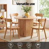 1 Artiss Dining Table and 4 Chairs Set Natural Timber - Top-Down View