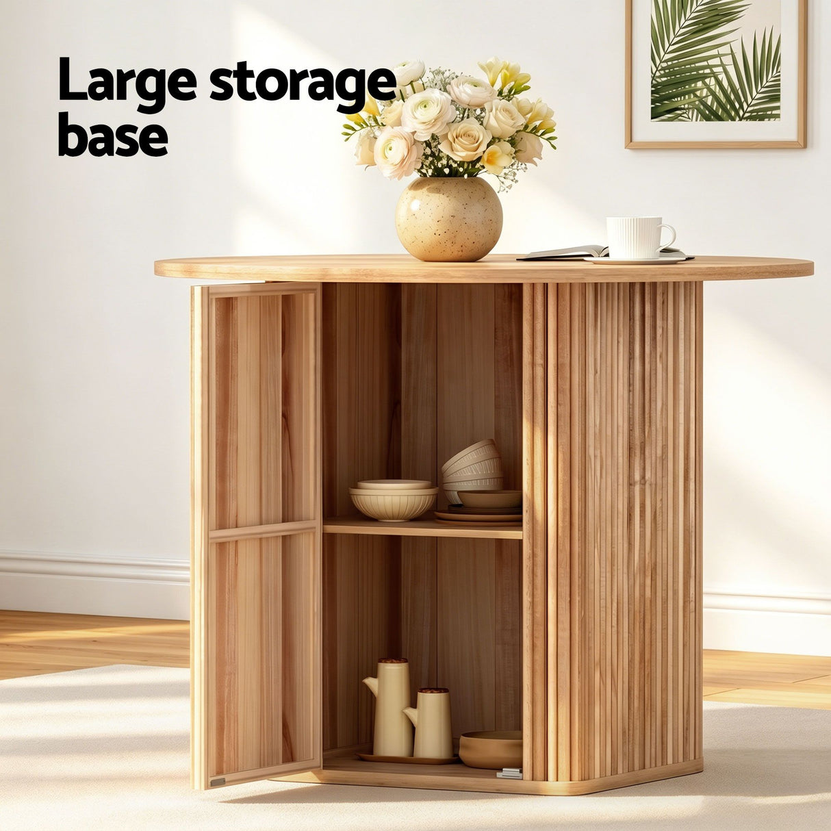 1 Artiss Dining Table and 4 Chairs Set Natural Timber