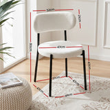Artiss 200cm Extendable Dining Table Set with 4x Dining Chairs Sherpa White - Front View