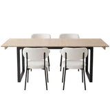 Artiss 200cm Extendable Dining Table Set with 4x Dining Chairs Sherpa White - Top-Down View