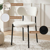 Artiss 200cm Extendable Dining Table Set with 4x Dining Chairs Sherpa White - Close-Up Angle