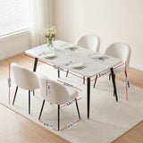 1 Artiss Dining Table and 4 Chairs Set White Marble Style - Front View