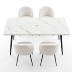 1 Artiss Dining Table and 4 Chairs Set White Marble Style