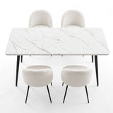 1 Artiss Dining Table and 4 Chairs Set White Marble Style - Side View