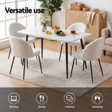 1 Artiss Dining Table and 4 Chairs Set White Marble Style - Top-Down View