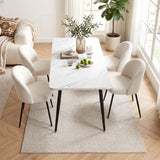 1 Artiss Dining Table and 4 Chairs Set White Marble Style - Close-Up Angle