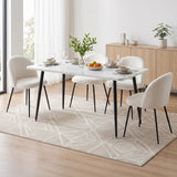 1 Artiss Dining Table and 4 Chairs Set White Marble Style - Low Angle