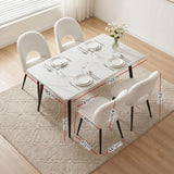 Artiss Dining Table and Chairs Set 5pcs Kitchen Furniture Marble White - Front View