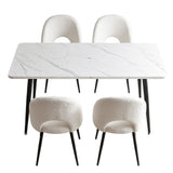 Artiss Dining Table and Chairs Set 5pcs Kitchen Furniture Marble White - Side View