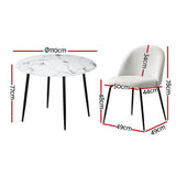 1 Artiss Dining Table and 4 Chairs Set Marble White - Front View