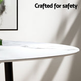 1 Artiss Dining Table and 4 Chairs Set Marble White - Top-Down View