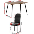 1 Artiss Dining Table and 4 Chairs Set Rectangle Metal