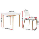 1 Artiss Dining Table and 4 Chairs Set White Wood - Front View