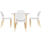 1 Artiss Dining Table and 4 Chairs Set White Wood - Side View