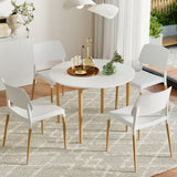 1 Artiss Dining Table and 4 Chairs Set White Wood - Close-Up Angle