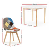 1 Artiss Dining Table and 4 Fabric Eiffel Chairs Set White - Front View
