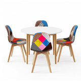1 Artiss Dining Table and 4 Fabric Eiffel Chairs Set White - Side View