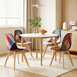1 Artiss Dining Table and 4 Fabric Eiffel Chairs Set White - Top-Down View