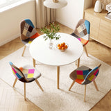 1 Artiss Dining Table and 4 Fabric Eiffel Chairs Set White - Low Angle